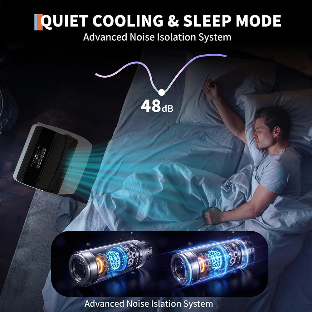 Garvee 14.000 BTU Mobiles Klimagerät 3-in-1 mit Entfeuchter & Ventilator, Fernbedienung, Schwarz