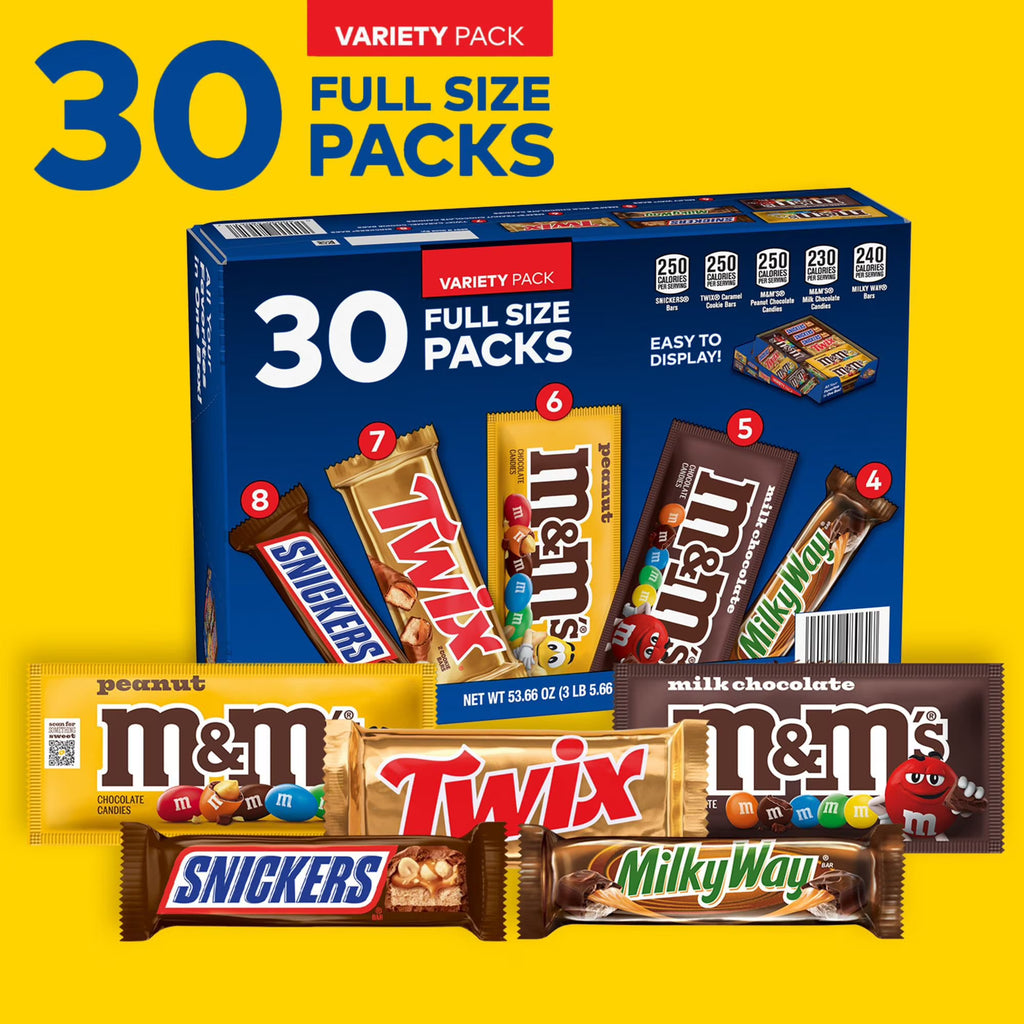 Mars Chocolate Candy Bars, Variety Pack, Full Size, 30 pk.