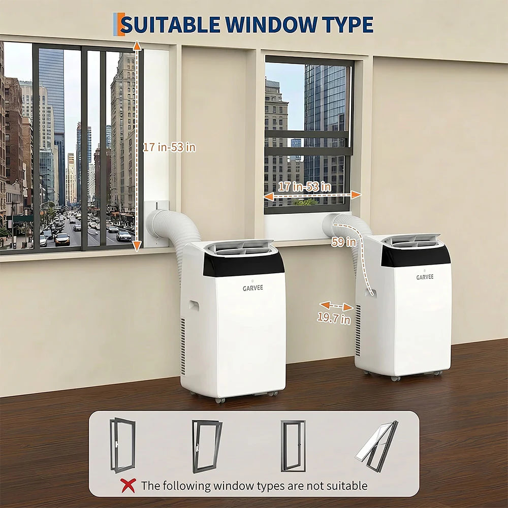 Garvee 14.000 BTU Mobiles Klimagerät, kühlt Räume bis 750 Sq. Ft., mit Fernbedienung, Weiß