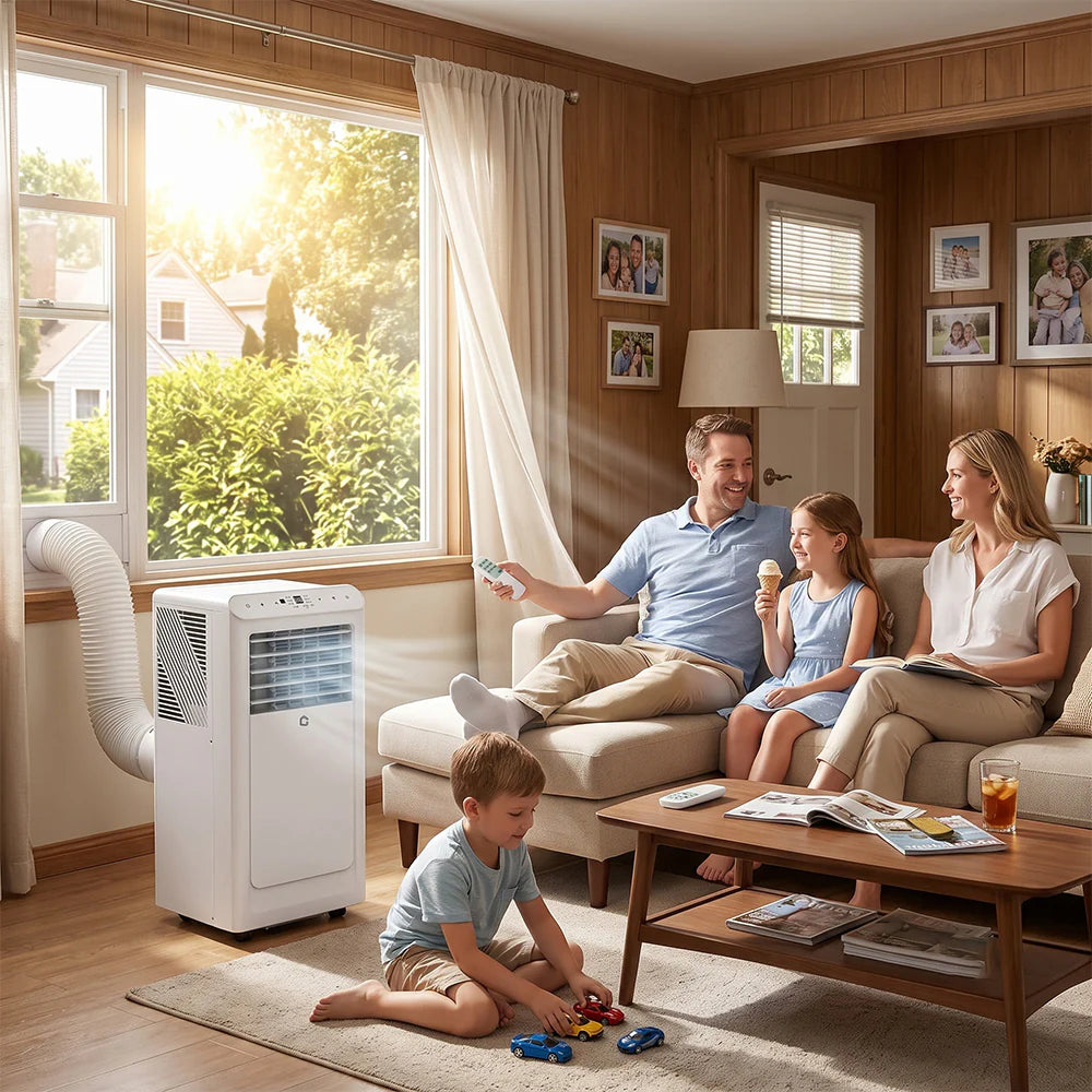 Garvee 8.000 BTU Mobiles Klimagerät, 3-in-1 Klimaanlage mit Fernbedienung, LED-Display & 24h-Timer, für Räume bis ca. 32 m²