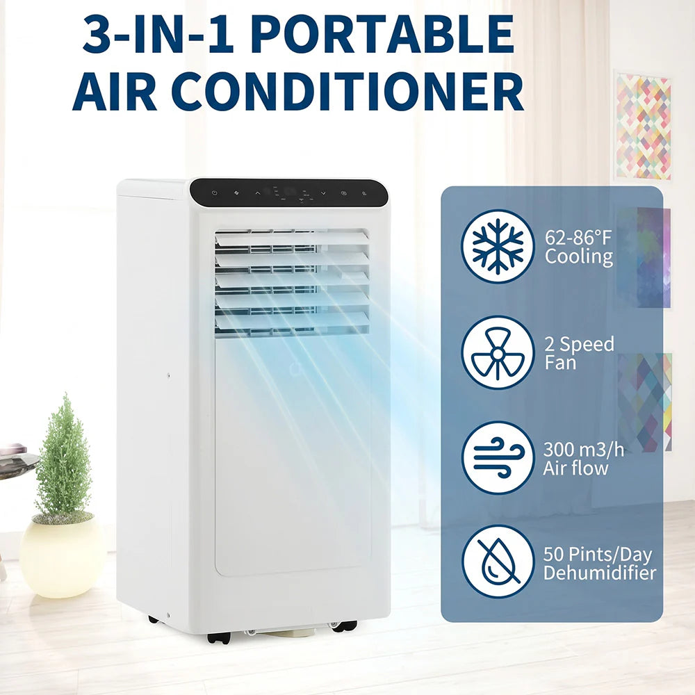 Garvee 8.000 BTU Mobiles Klimagerät, 3-in-1 Klimaanlage mit Fernbedienung, LED-Display & 24h-Timer, für Räume bis ca. 32 m²
