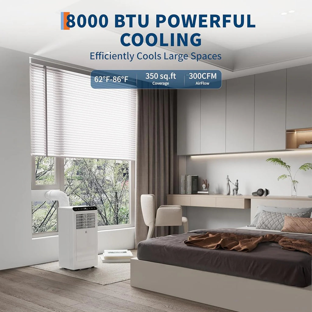 Garvee 8.000 BTU Mobiles Klimagerät, 3-in-1 Klimaanlage mit Fernbedienung, LED-Display & 24h-Timer, für Räume bis ca. 32 m²